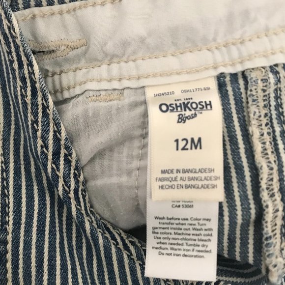 🎉2/$30 SALE Osh Kosh Stripe Short Overalls - 12 M - Picture 3 of 3